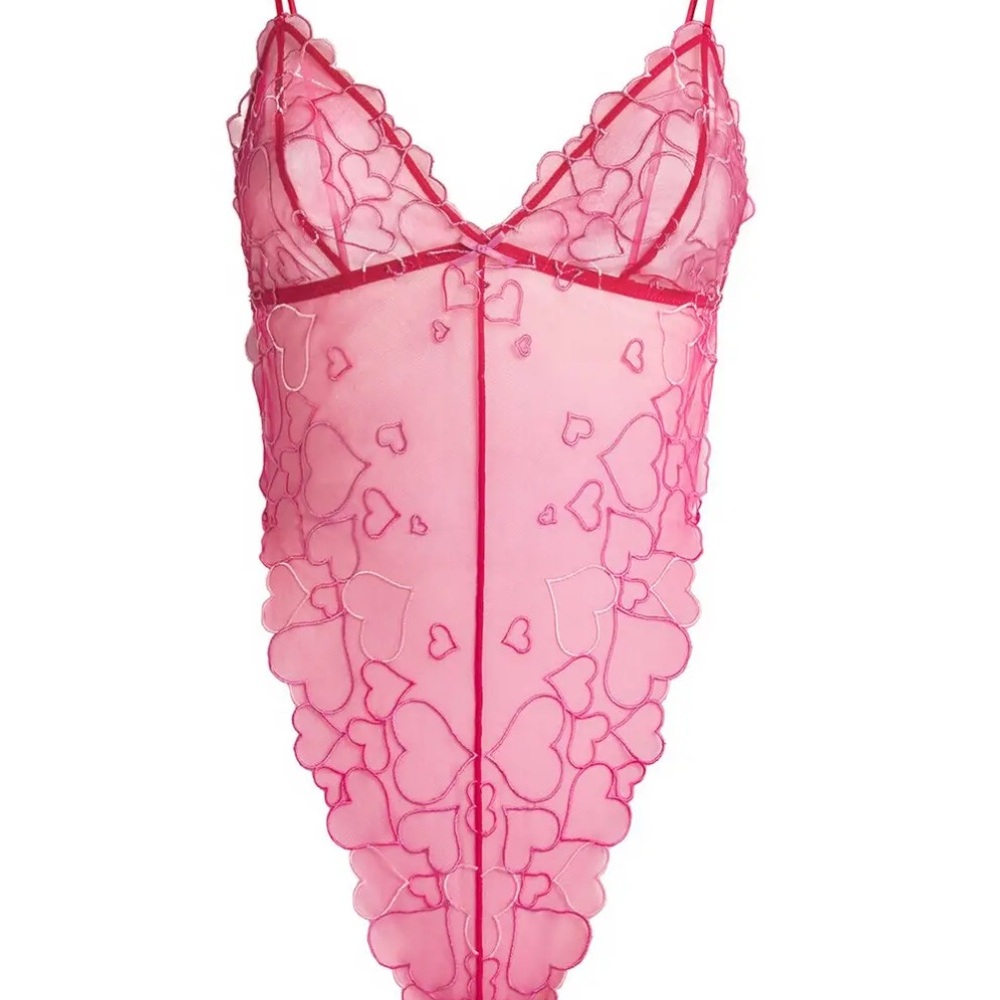 Skims tulle embroidered heart teddy